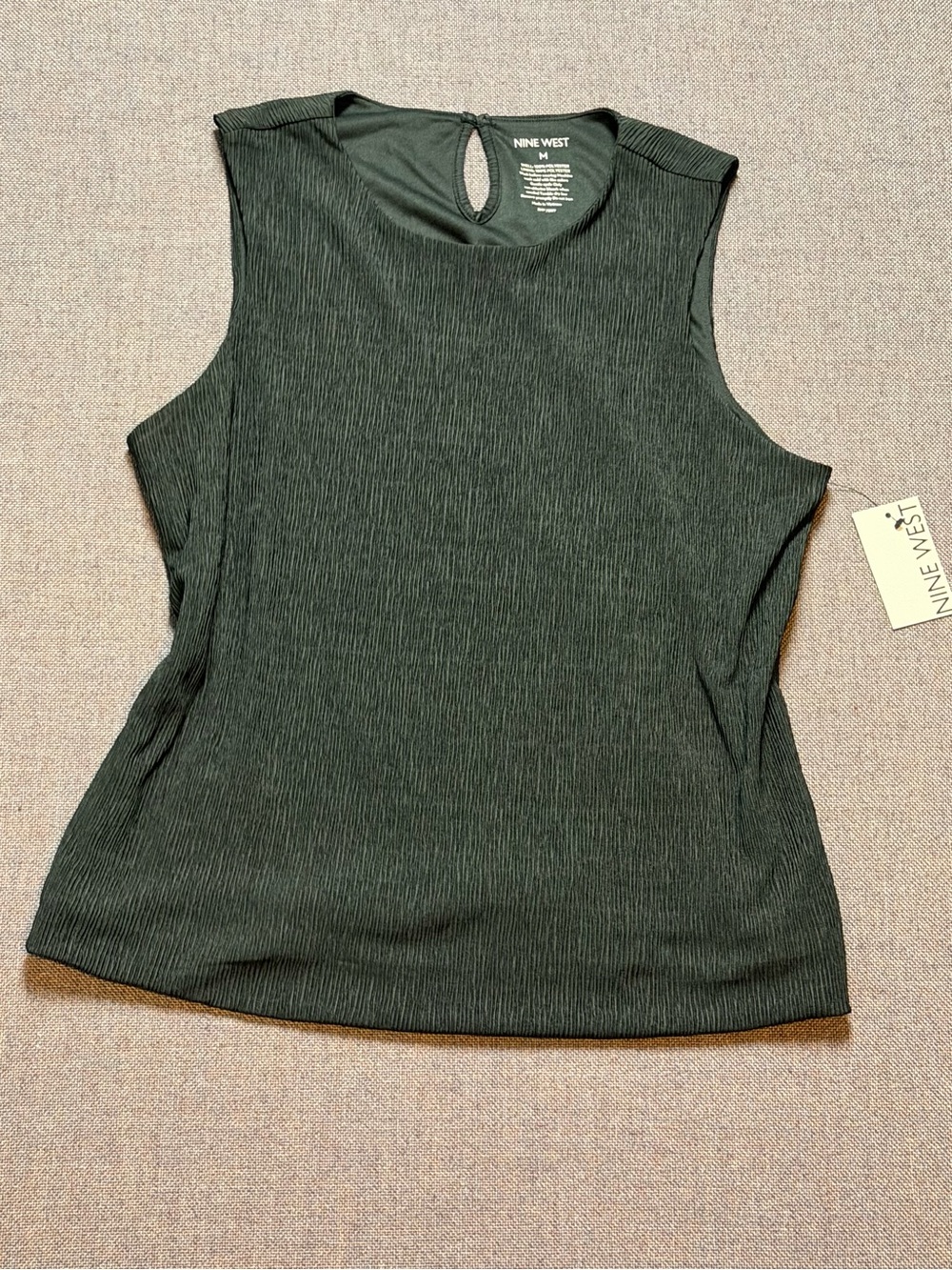 Nine West Black Textured Sleeveless Tank